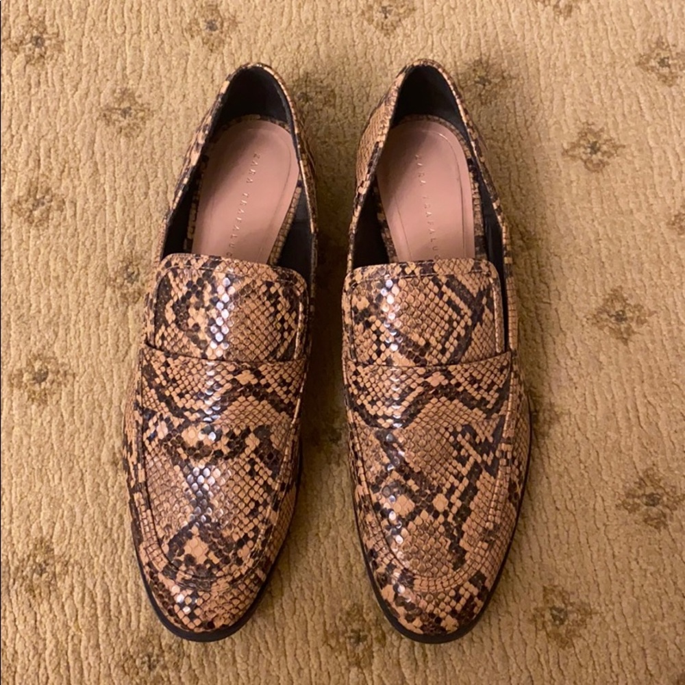 Zara snake print loafers